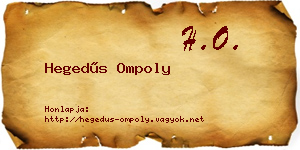 Hegedűs Ompoly névjegykártya